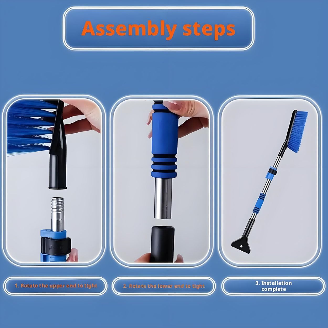 Car Snow Brush and Ice Scrapers with Foam Grip Telescopic Snow Scraper Extendable Snow Removal Tool for Cars Trucks Windshield Window