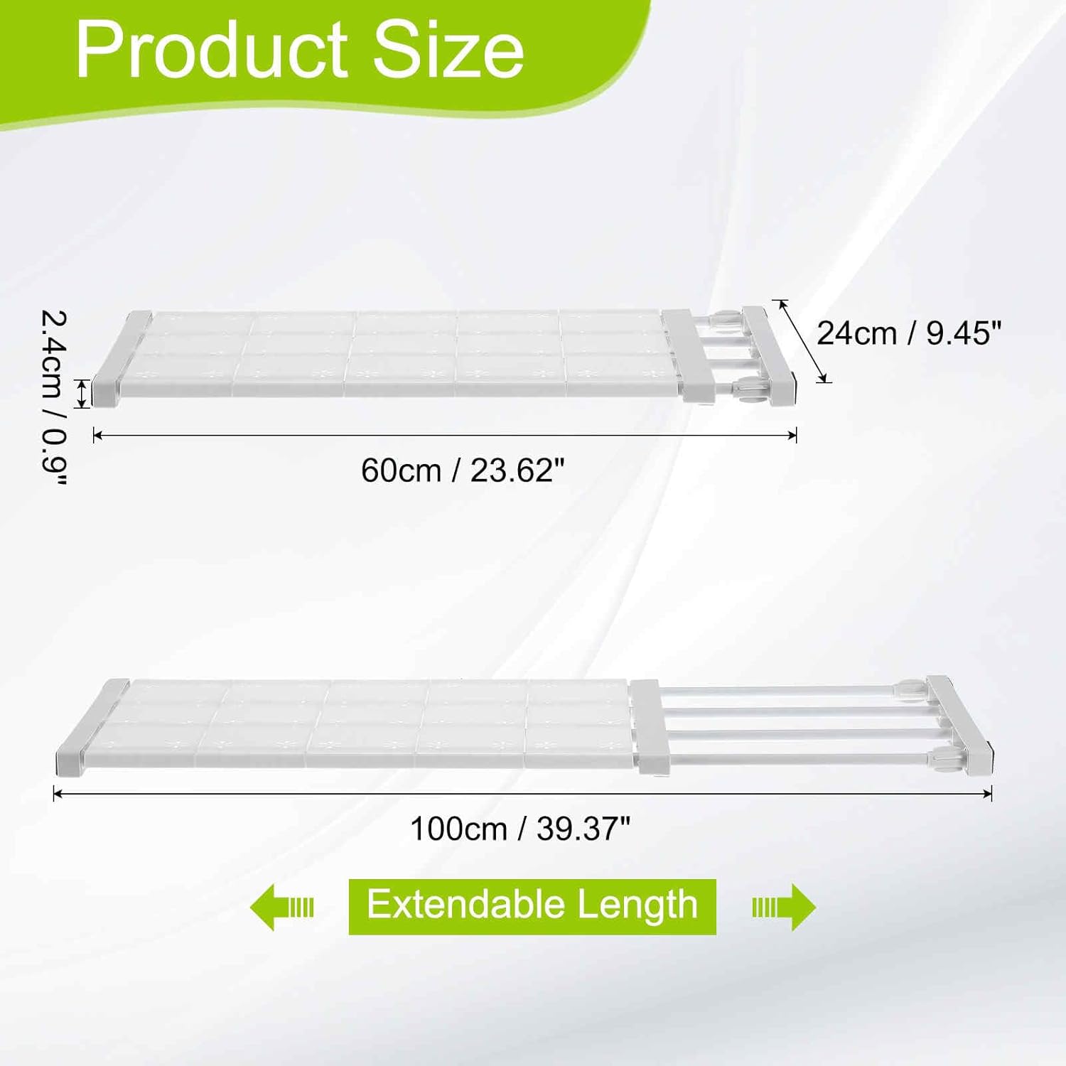 HARFINGTON Expandable Closet Tension Shelf 23.62" to 39.37" Adjustable Closet Organizer 2.4" x 9.45" Flower Pattern Storage Rack for Wardrobe Cupboard Kitchen Bedroom