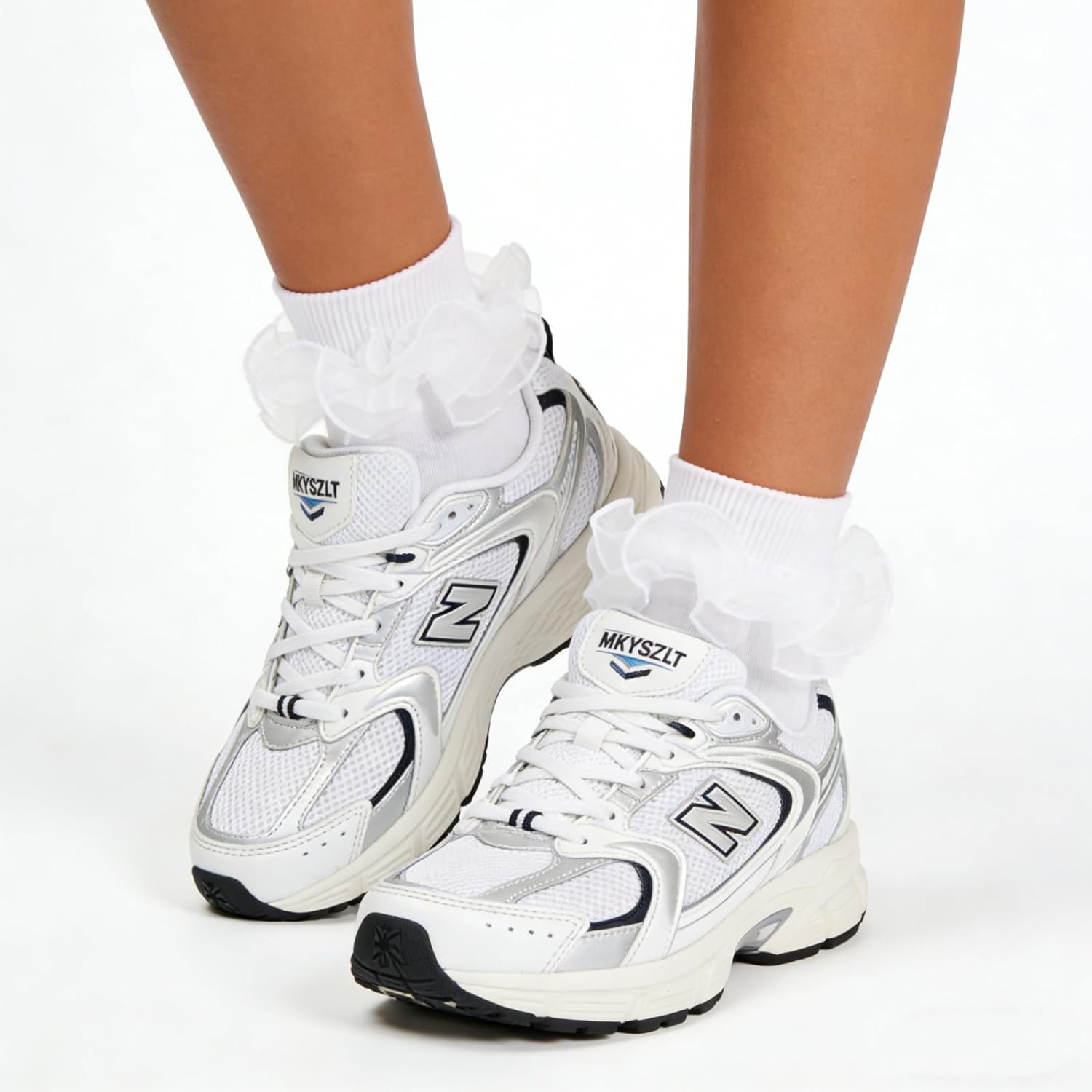 Women Big Ruffle Ankle Socks,Adult Double Lace Turn Cuff Cotton Frilly Dress Socks Cute Bobby Sock - Image 5