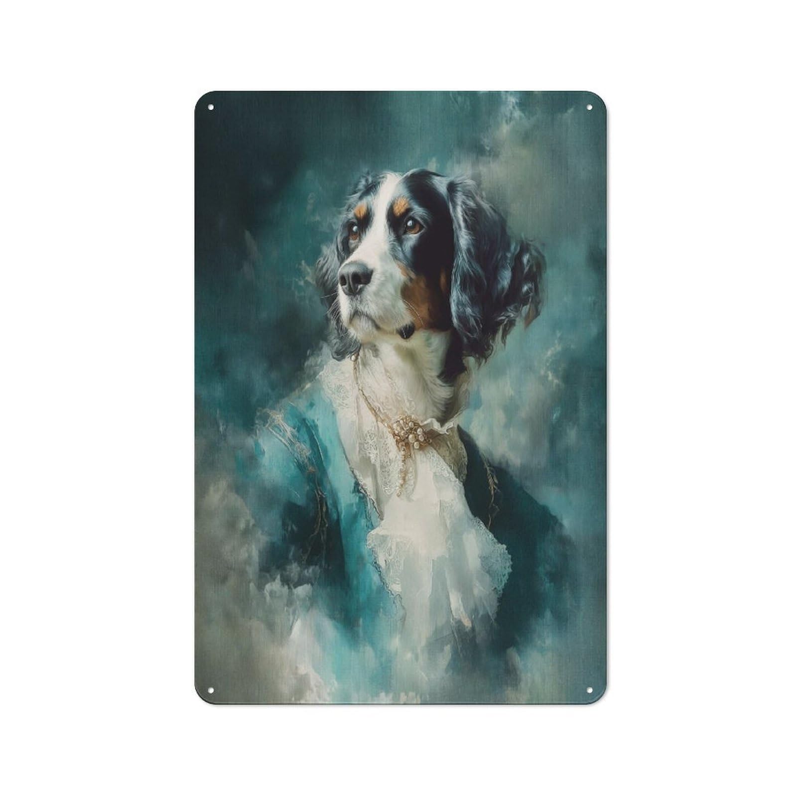 Junmoney Regal Canine Elegance Portrait Retro Tin Sign 30X20cm For Dining Room Or Kitchen, Suited To Kitchen Wall Decor Lovers