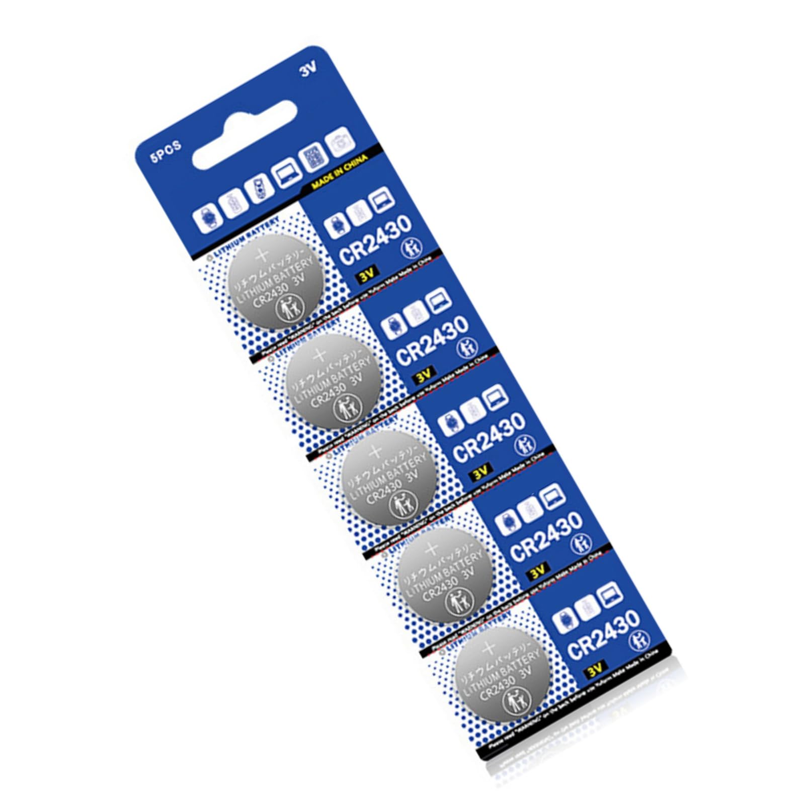 Lot de 5 piles bouton au lithium CR2430 DL2430 KL2430 KECR2430 KECR2430 3 V 270 mAh pour télécommandes et flashes jouet