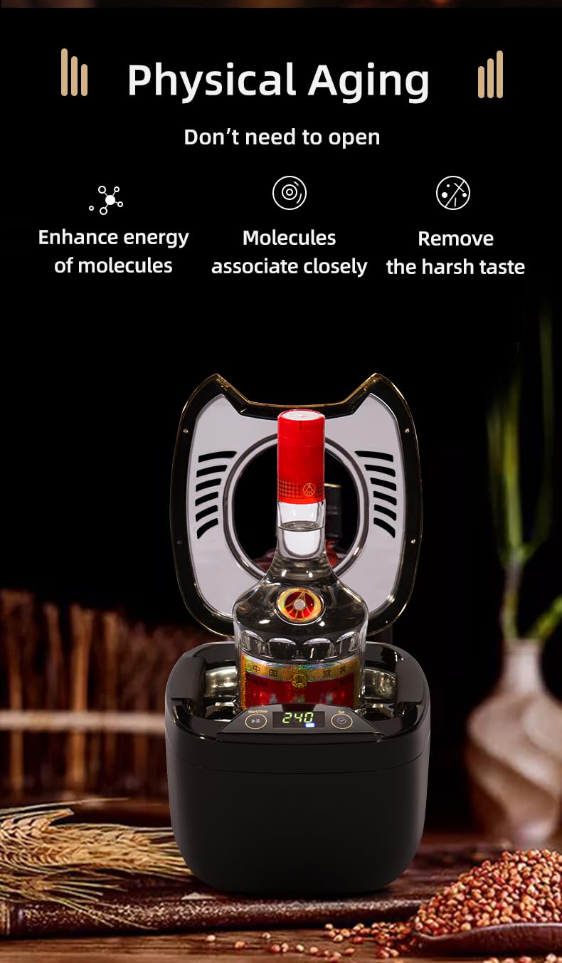 Aérateur de vin électrique - Décanteur à ultrasons pour vin rouge, blanc, champagne et spiritueux - Aération rapide en quelques minutes pour les amateurs de vin