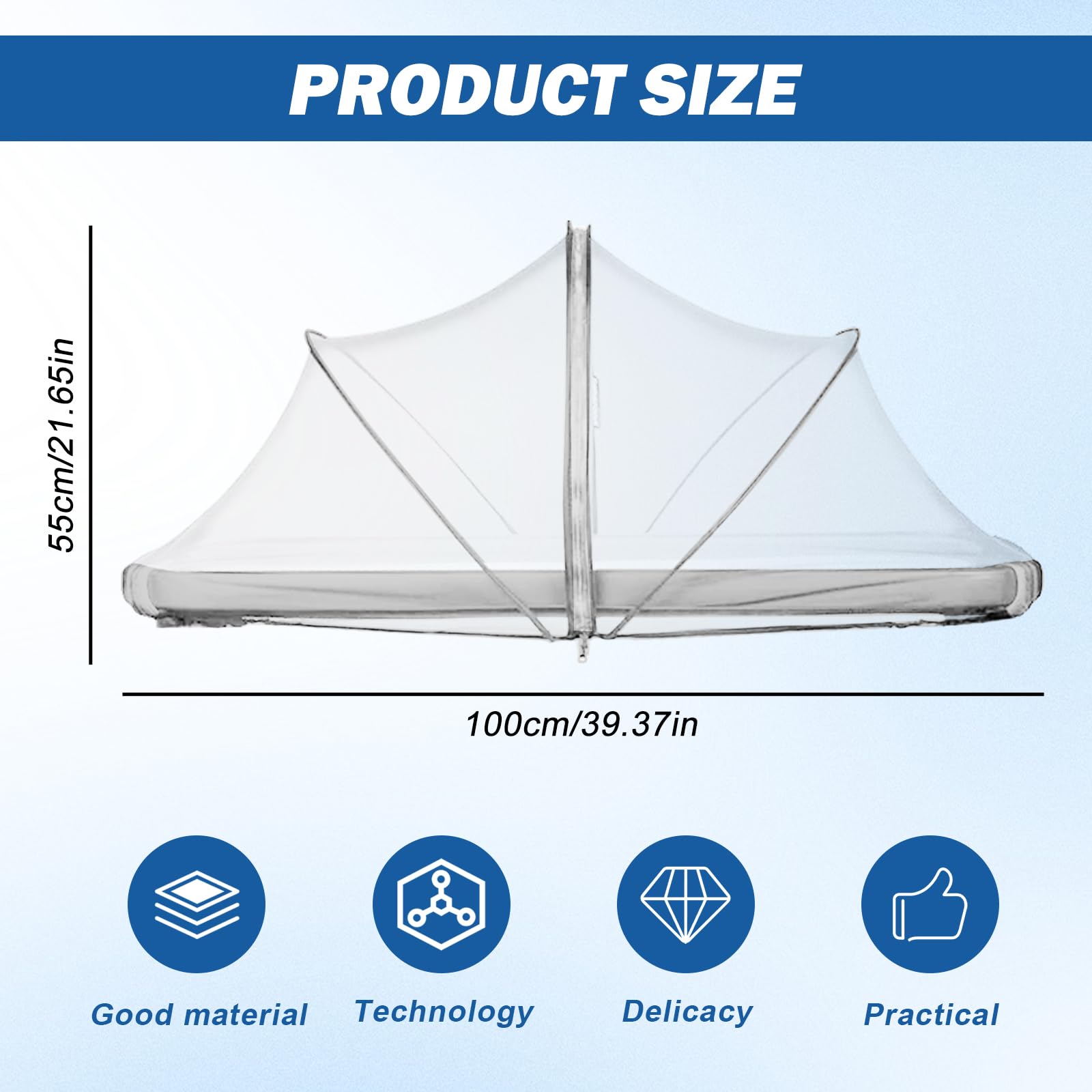 Zanzariera universale per lettino: WEGREAT 100 x 55 cm, zanzariera per lettino da viaggio con chiusura lampo, zanzariera pieghevole, zanzariera per culle, zanzariera per viaggi e casa, bianco