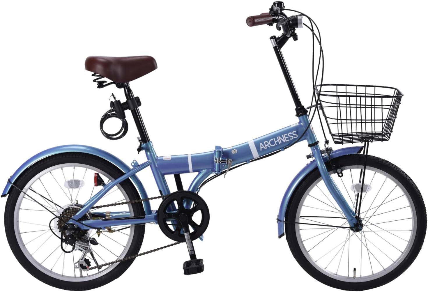 新品✨折りたたみ自転車 20インチ 7段変速 ブルー カゴ ワイヤー錠付き Amazon | JIEBEIER 自転車 折り畳み自転車 20インチ 7段変速