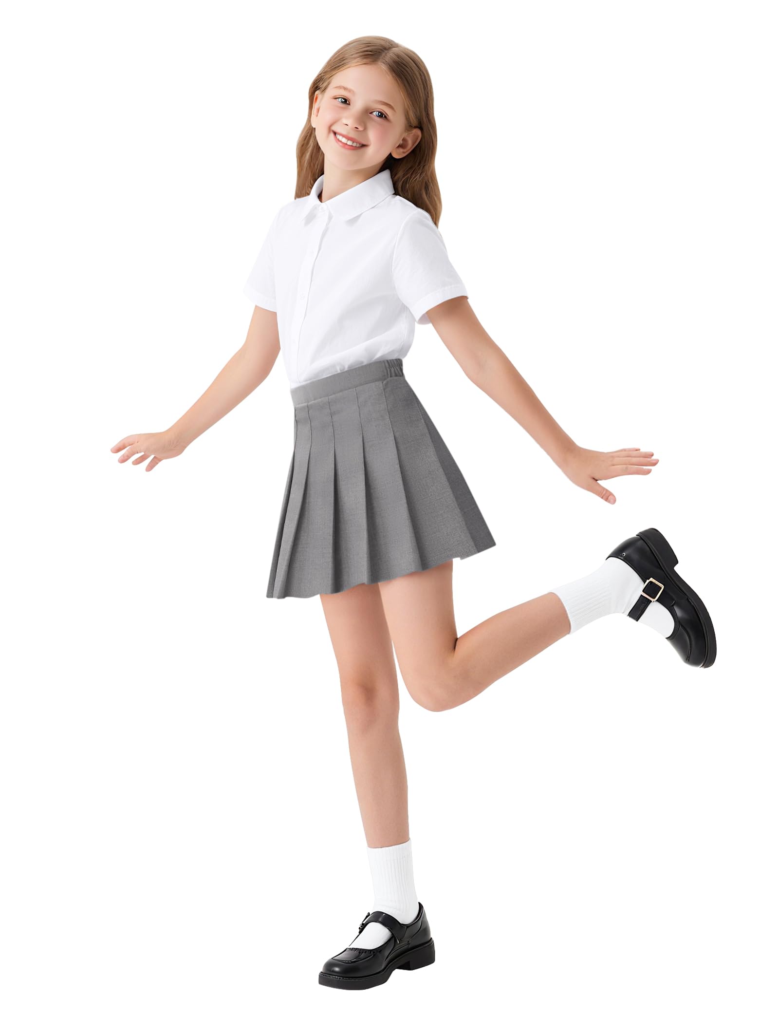 Auranso Falda plisada para niñas, uniforme de tenis con cintura elástica, falda a cuadros, 4-14 años