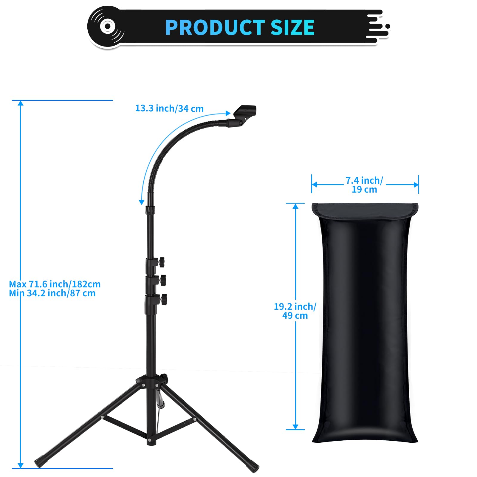 K KASONIC Pied de Microphone à Col de Cygne, Pied de Microphone Réglable avec 2 Supports pour Micro pour la Performance, Pied au Sol pour Micro pour le Chant, Activités de Plein Air