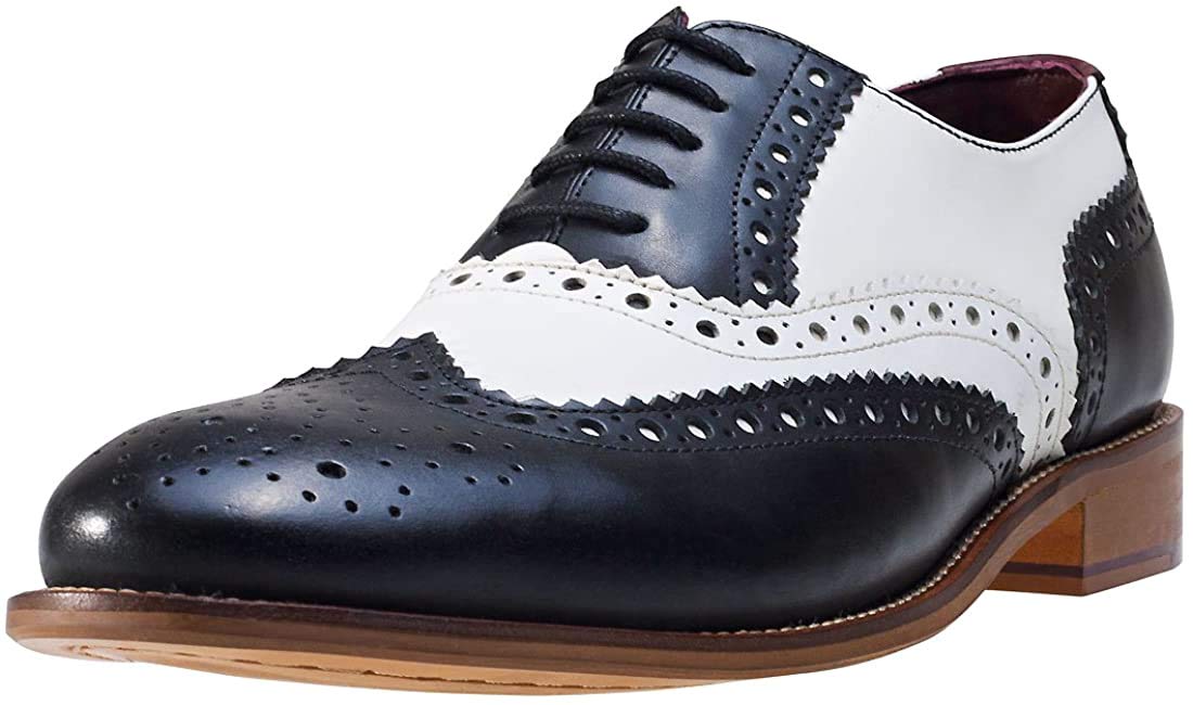 London Brogues Gatsby Men's Brogue Shoe Black White