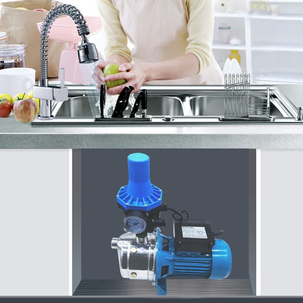 Pompa acqua domestica Pompa da giardino Pompa centrifuga DiLiBee 1100 W 3600 l/h 50 m Altezza di mandata Blu Moderno Ottone IP44