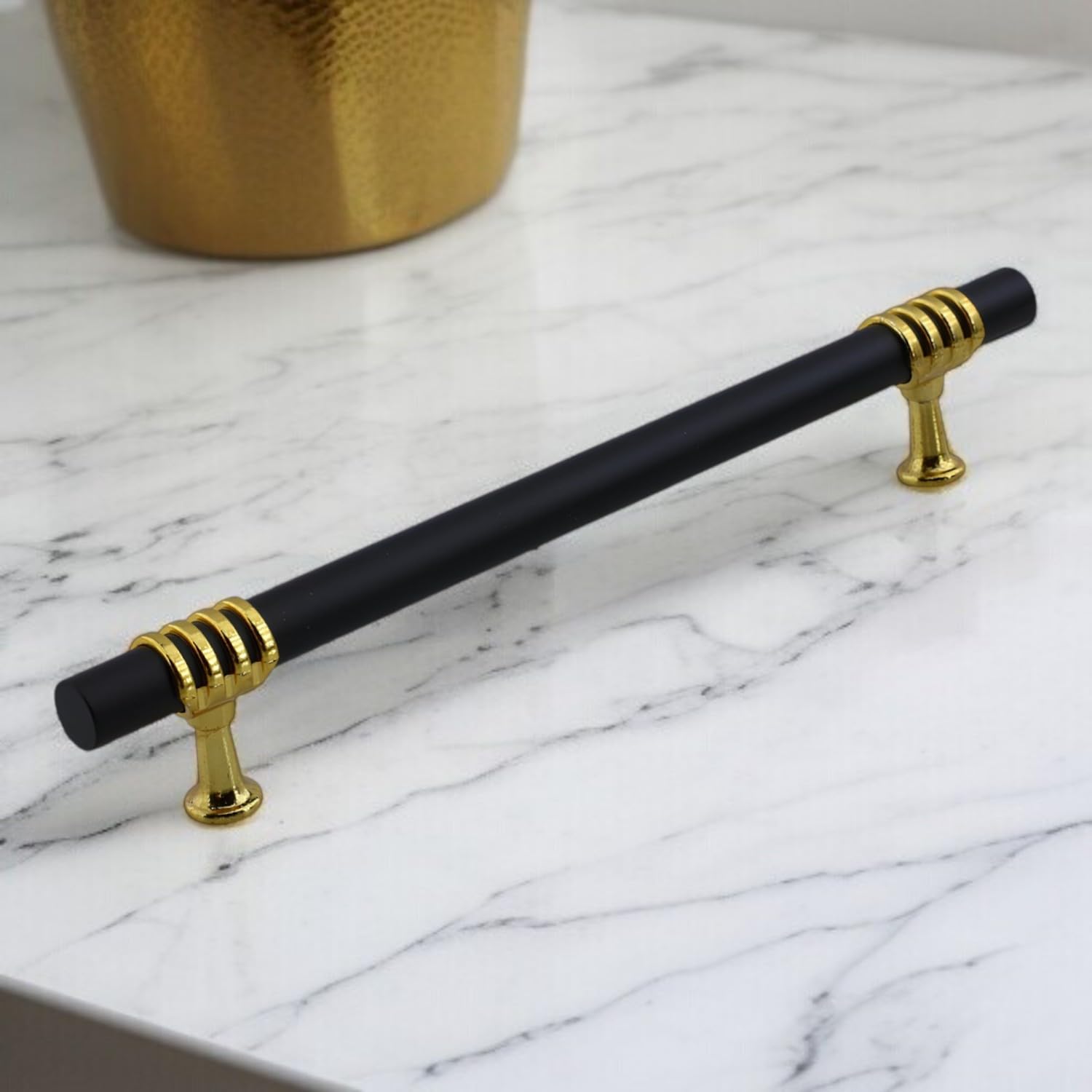 Eylül Mobilya Mutfak Dolabı Çekmece Dolap Kulpları Kapak Kulpu Kulbu Siyah Altın 192 mm Metal Kulp