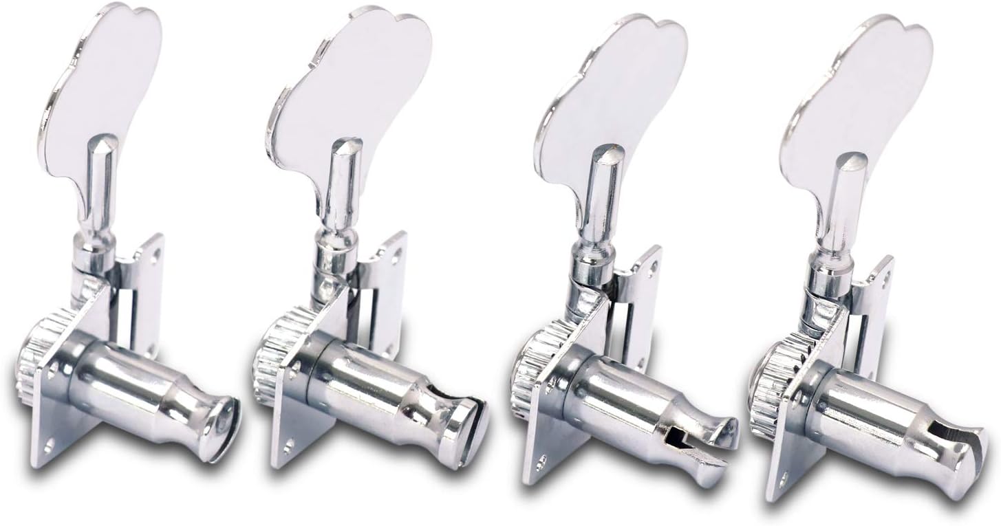 Vintage Open Gear Machine Heads Tuners Tuning Pegs 4 In Line Right Hand Guitar Parts Replacement for P Bass J Bass Chrome 4PCS