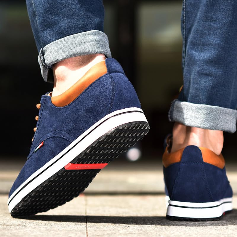 Image of BMINFEE Height Increasing Shoes Men's Taller Height Elevator2.4 Lace-up Flannelette Cowhide Leather Lightweight Casual Walking