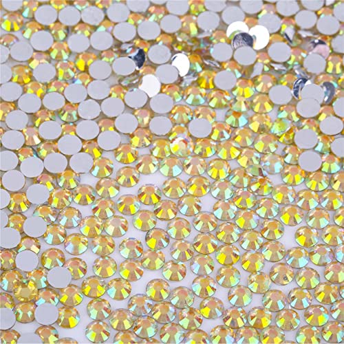 1000 Pieces SS20 5mm Flatback AB Rhinestones Clear Glass Round Gems Crystals for Nail Art DIY Crafts Clothes Shoes Bags ?Crystal Yellow?