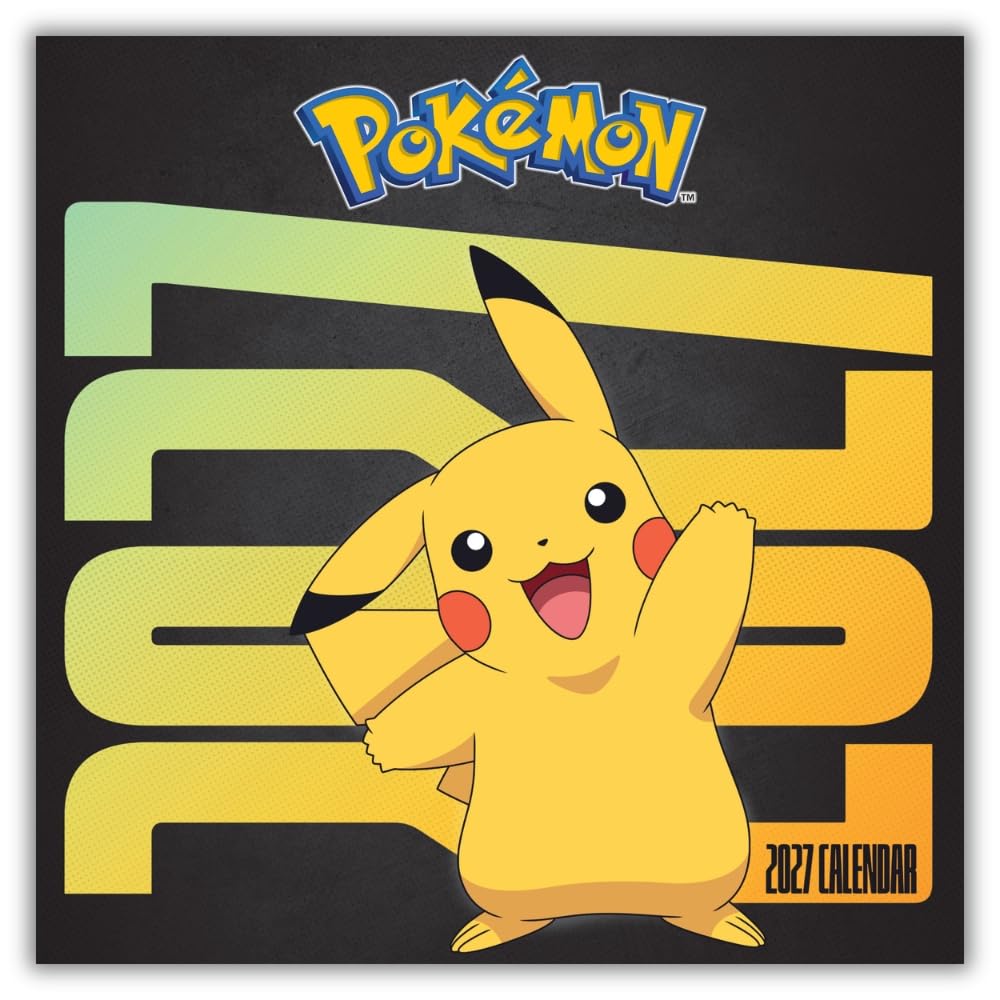 Pokémon 2027 Square Wall Calendar Official Licensed Anime & Gaming Calendar, Monthly Grid Layout, Iconic Artwork Featuring Pikachu, Charizard & Fan-Favourite Pokémon, Large Square Format, Gift
