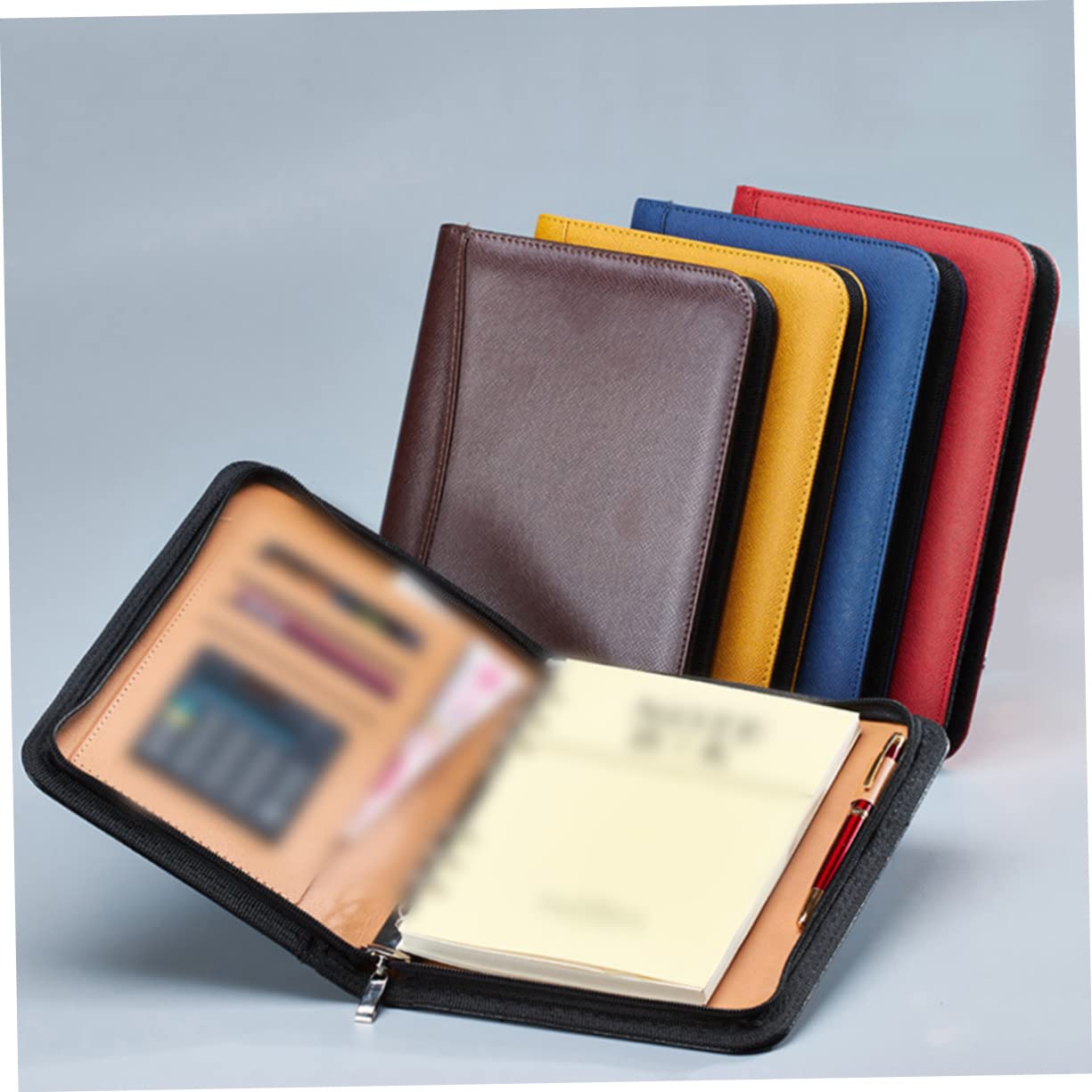 TEHAUX Cuadernos De Negocios Notebook Cuaderno De Cuero Sintético Cuaderno De Negocios Bloc De Notas Con Cremallera Organizador De Cuaderno Diario Bolsa De Viaje Con Cremallera