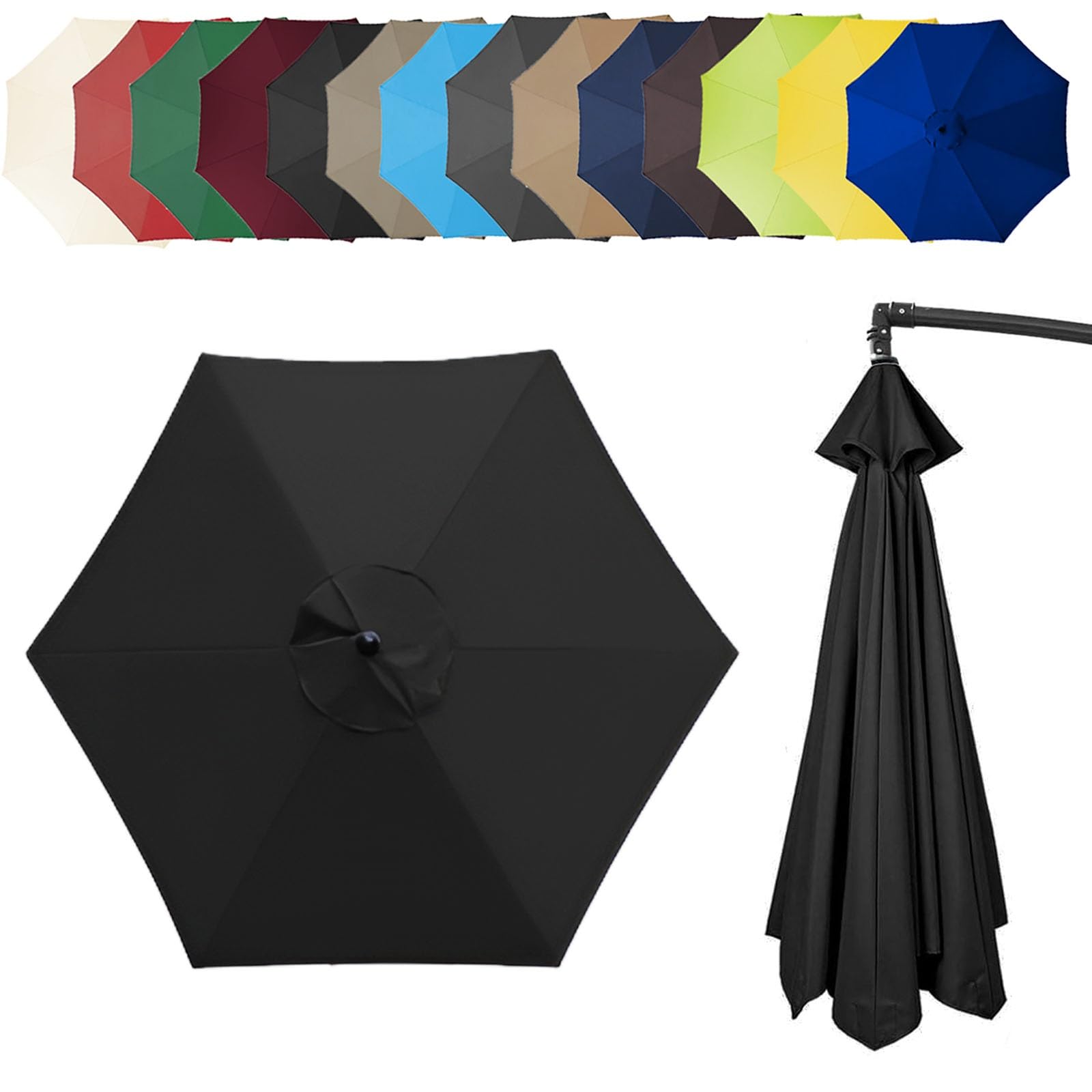 6.4ft/8.8ft/9.8ft (200/270/300cm) Replacement Parasol Garden Patio Umbrella Fabric Canopy Cover
