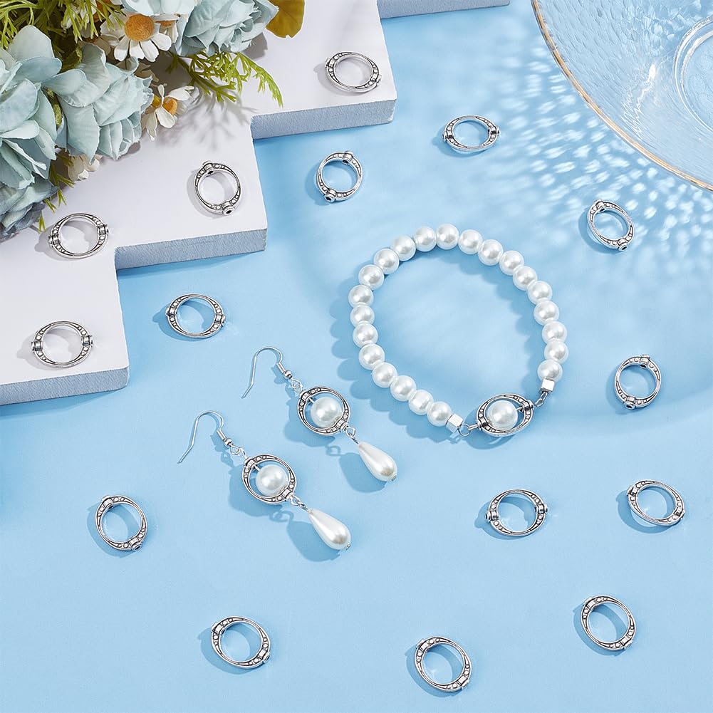 SUNNYCLUE 1 Box 120Pcs Bead Frames 10mm Circle Bead Frame Bulk Antique Silver Alloy Tibetan Style Hollow Round Beads Frames Metal Charms for Jewelry Making Supplies DIY Bracelets Necklaces Earrings - Image 4