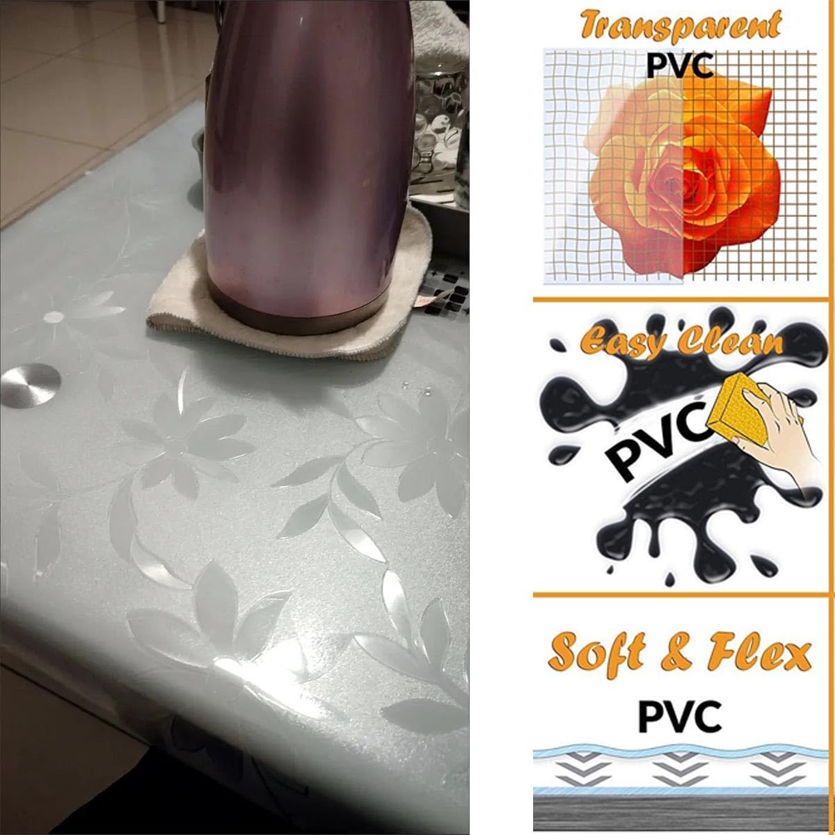 Sous-main Transparent Antidérapant Tapis D'écriture Housse En PVC Transparent Pour Bureau Et Ordinateur Grand Tapis Pour Clavier(70x120cm)