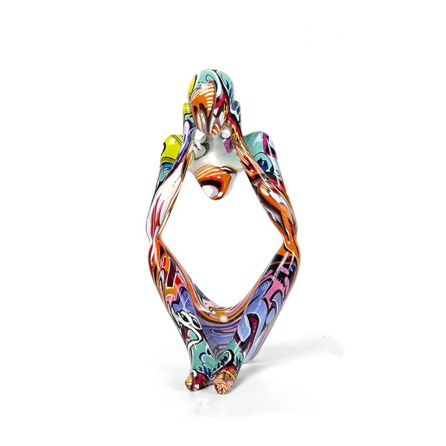 Moderna escultura de pensador decorativo, coloridos adornos de figuras de pensador grande, graffiti colorido creativo, resina abstracta, estatua, arte minimalista, para salón, dormitorio, oficina,