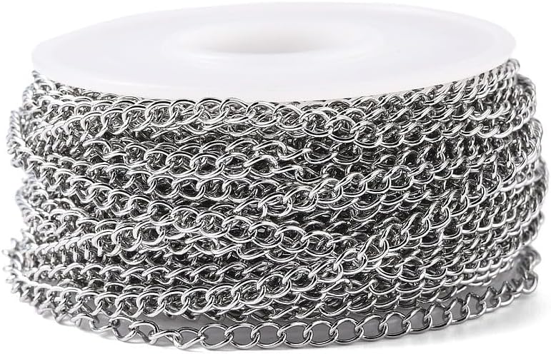 DanLingJewelry 32.8 Feet Stainless Steel Curb Chains Roll 10 M Silver Color Cable Twisted Link Chains for Bracelet Necklaces Jewelry Making Supplies - Image 6