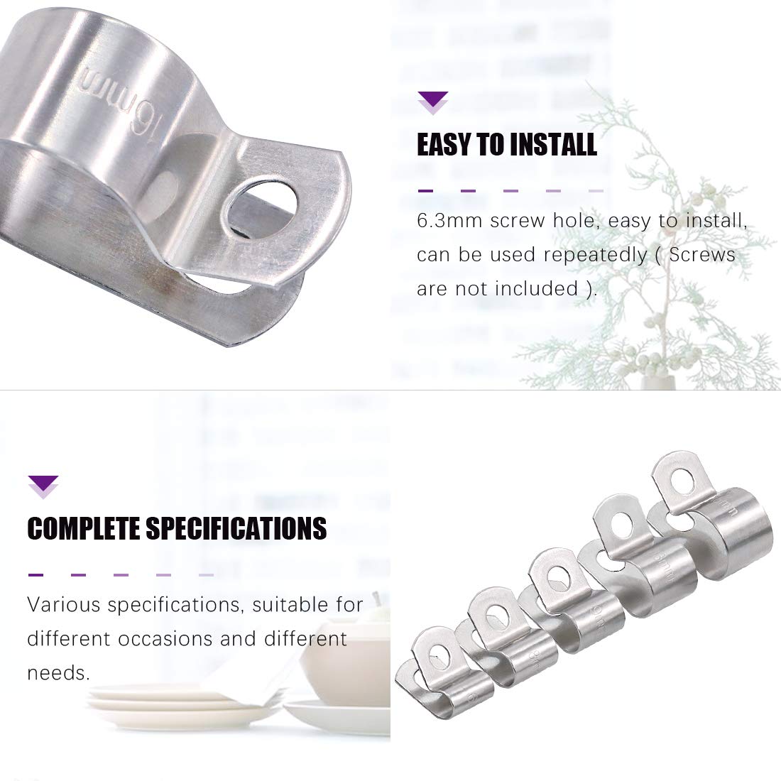 6 Stück Kabelklemmen Aus Edelstahl 304 – Gummiert, Für Rohre & Schläuche (16 Mm Innendurchmesser)