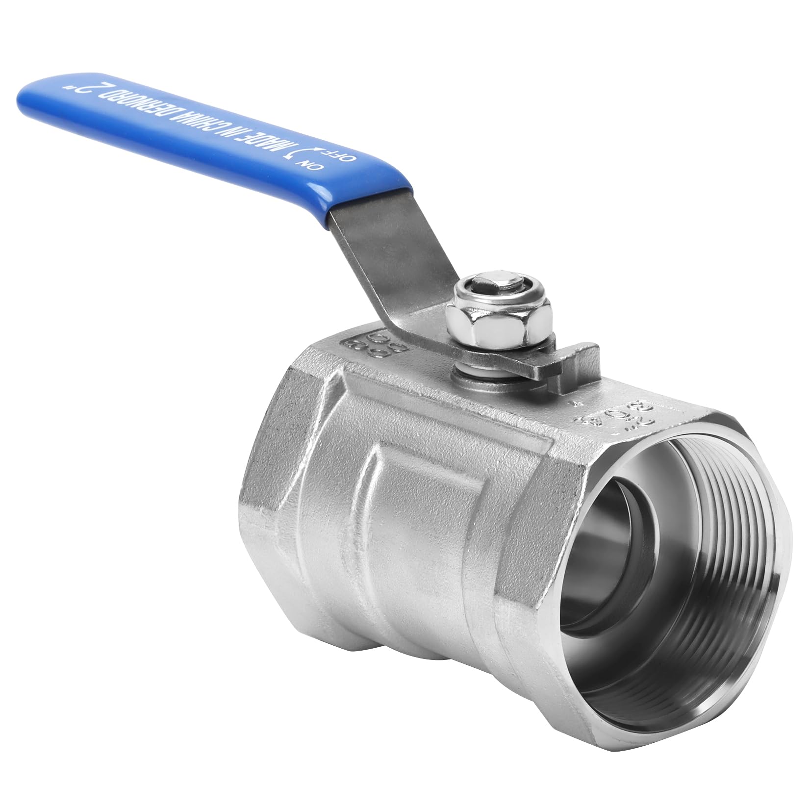 DERNORD Válvula de bola de acero inoxidable, 1 pieza tipo NPT de 2 pulgadas, puerto estándar para agua, aceite y gas (válvula de bola de 2 pulgadas)