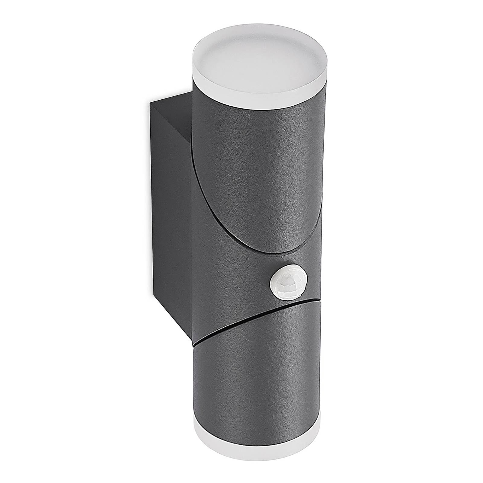 Lindby Dark Grey (Ral 7016) Outdoor Wall Light Aspyn With Motion Detector (Modern) In Black Made Of Aluminium (2 Light Sources,) From Wall Lamp For Exterior/Interior Walls, House Terrace Und Balcony