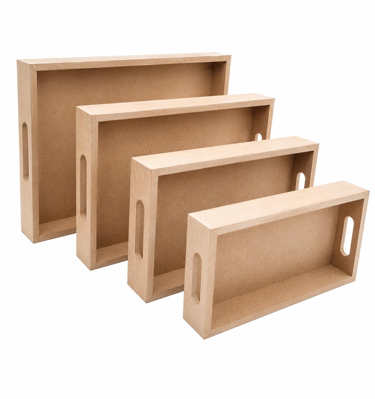 Wood Handicraft Wooden MDF Square Trays Set Of 4.Plain Unfinished MDF Tray Suitable For Serving Or DIY-Decoupage Size 15X10X1.5 13X9X1.5. 11X8X1.5. 10X6X1.5-image-43