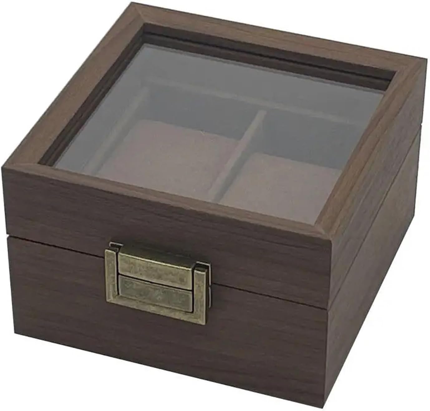 1PCS Wood 2-Slot Watch Packaging Storage Box Case With Glass Window