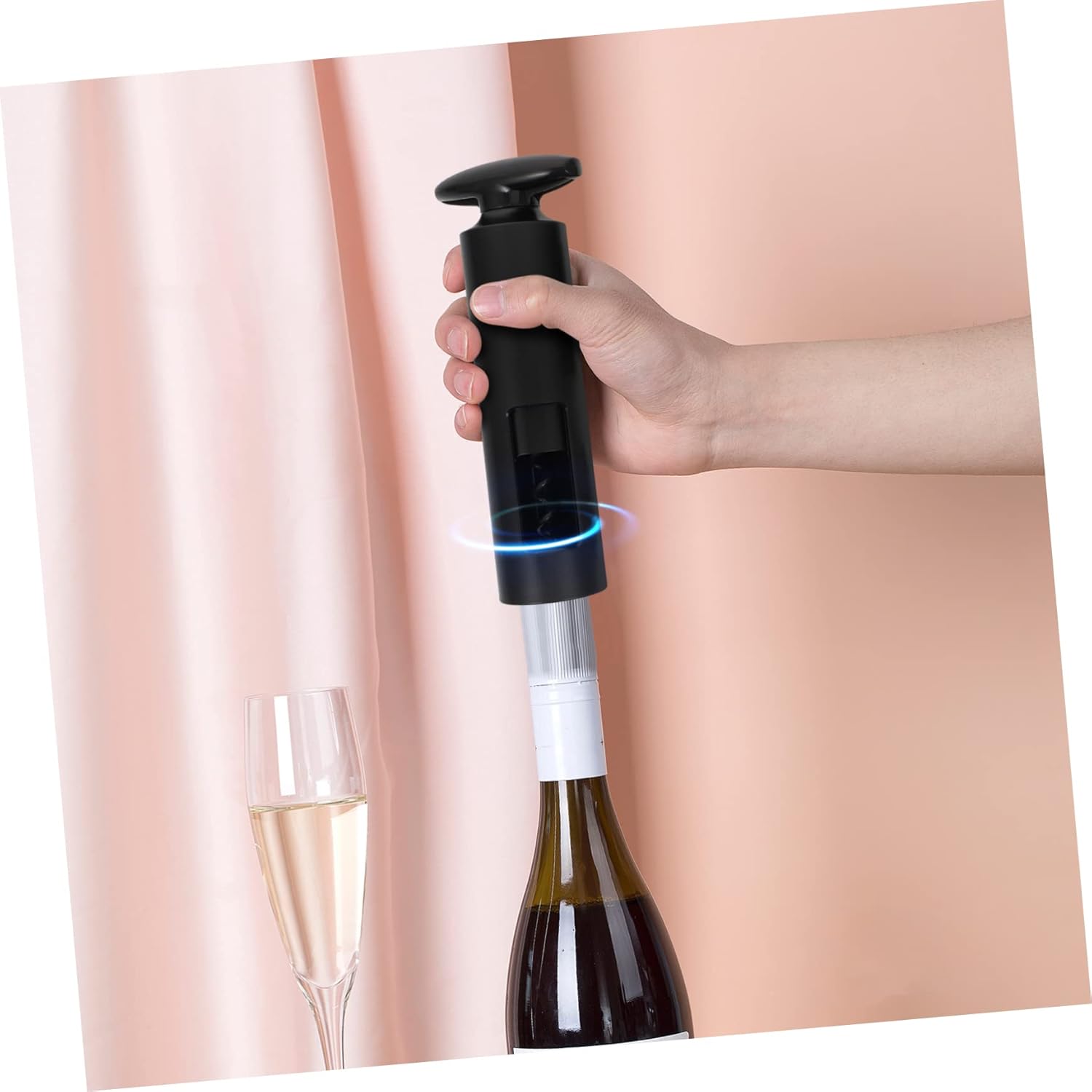 6pcs Wine Pourer Set Vacuum Stoppers Rotary Bottle Opener and Wine Accessories Elegant Black Design