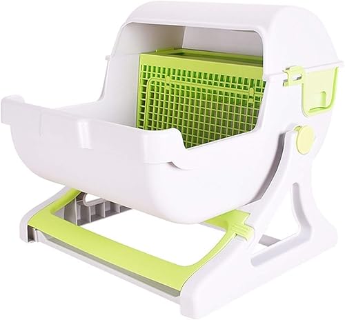 GIUIN Tapa abatible para inodoro para mascotas, caja de arena para gatos semiautomática de limpieza rápida, bandeja de inodoro de lujo para gatos,