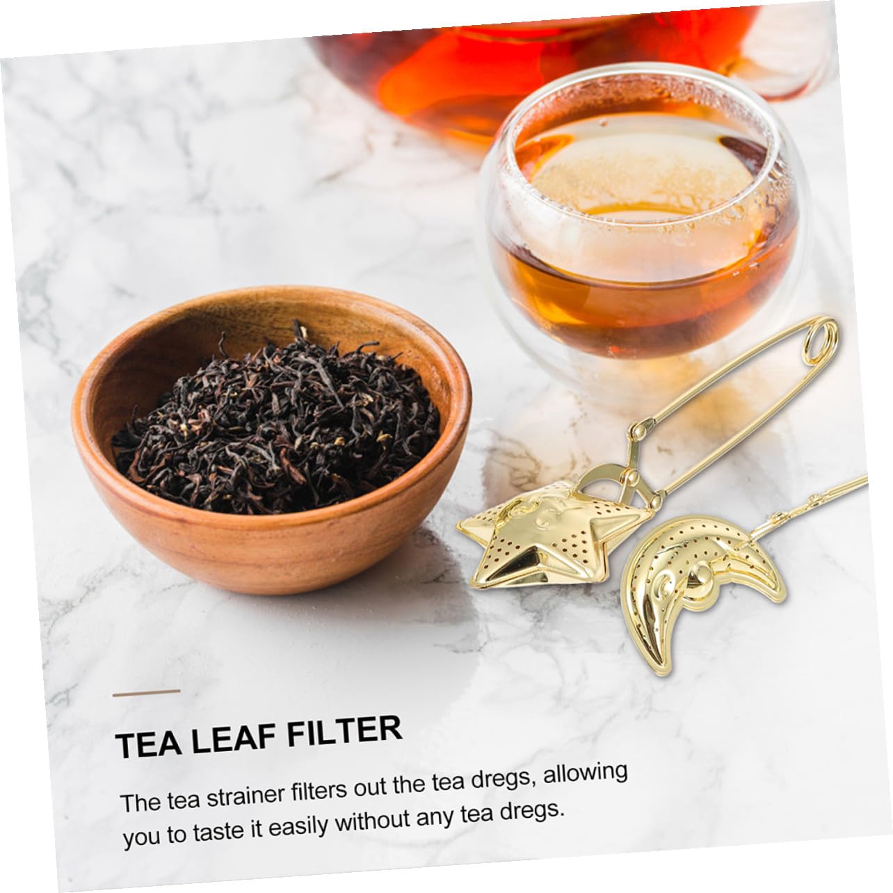 TOYANDONA Colador de Té de Acero Inoxidable con Mango Filtro Infusionador para Sueltas Diseño Estrella y Luna Práctico y Duradero para Tazas y Teteras