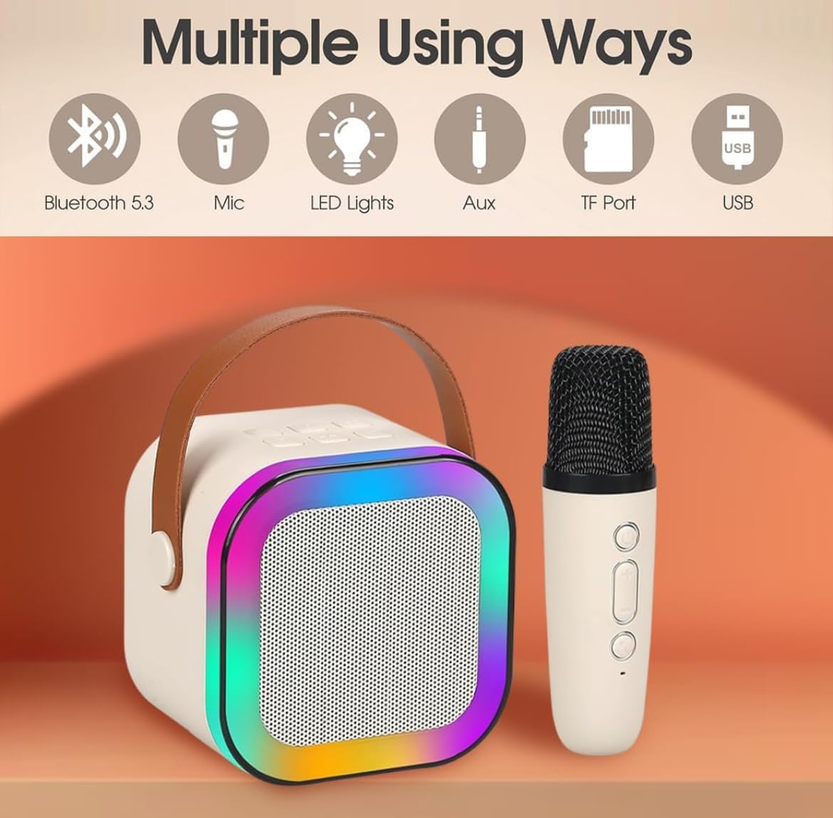 k12 Portable Karaoke Set with LED Bluetooth Speaker and Wireless Microphone/Multi Colour - Image 3 thumbnail
