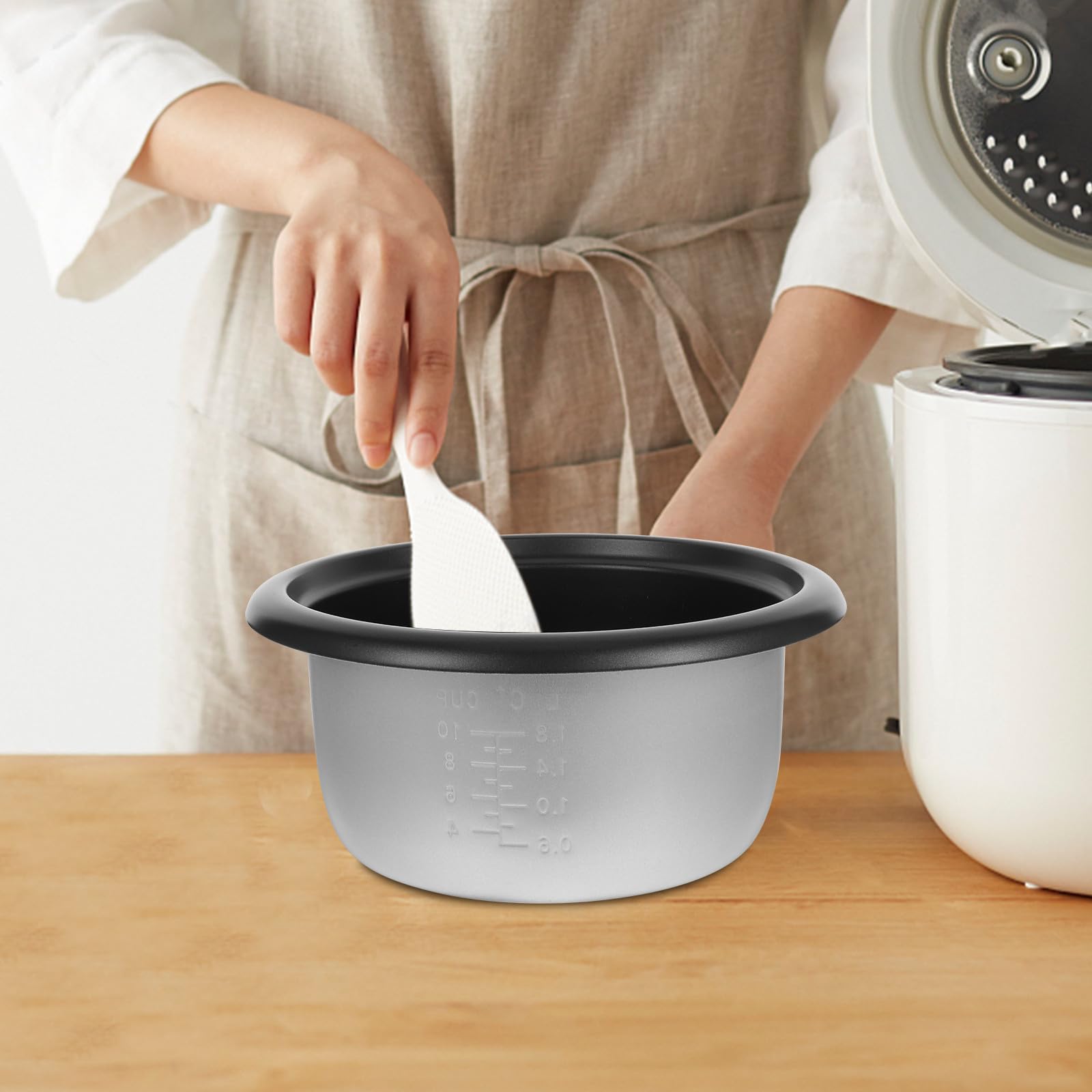 Pentola Interna Antiaderente in Lega di Alluminio 4l per Cuociriso Elettrico 700w, Scala Graduata, Ricambio per Cucina Domestica, Hotel e Dormitorio