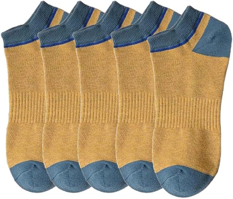 5 Pairs of Men's Socks Shallow Mouth Four Seasons Cotton Socks Sports Breathable Invisible Boat Socks(D)