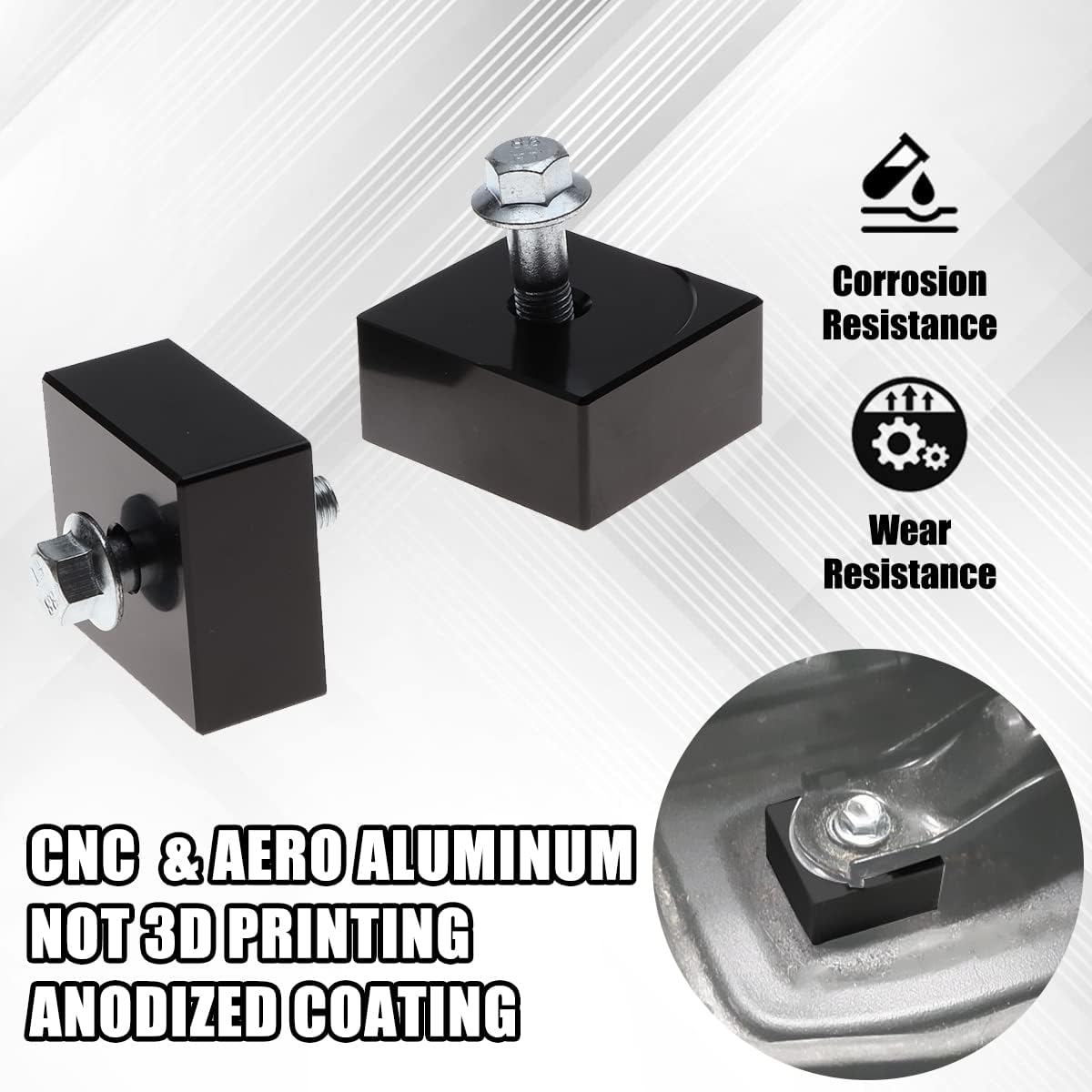 Front Driver Passenger Side Seat Spacers, 1'' Adjustable Seat Riser Lift Kit with Bolts, CNC Machine Billet Aluminum Lift Recline Kit for Toyota Tacoma 05-21 (Black)