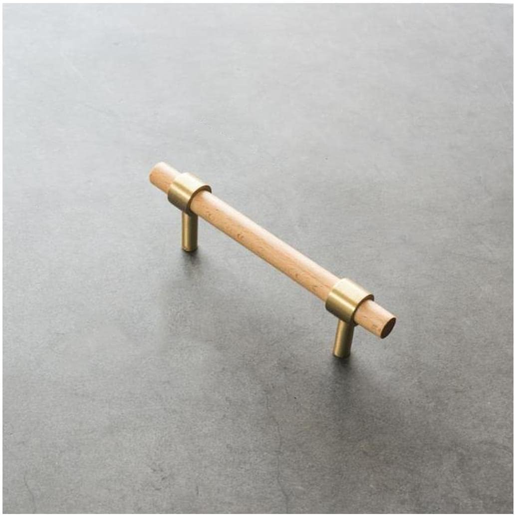 Kitchen Cabinet Door Drawer Knob T Bar Handles Knobs Pulls Wooden Handles Closet for Cupboards Dresser Home Decoration (Color : Beech Wood 96mm)