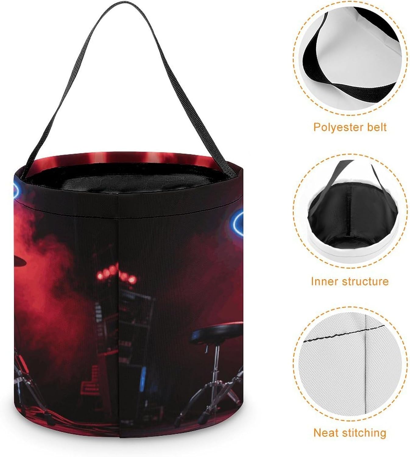 LLUTSNTH Cool Drum Set Halloween Tote Treat Bag for Trick Or Treat image 4