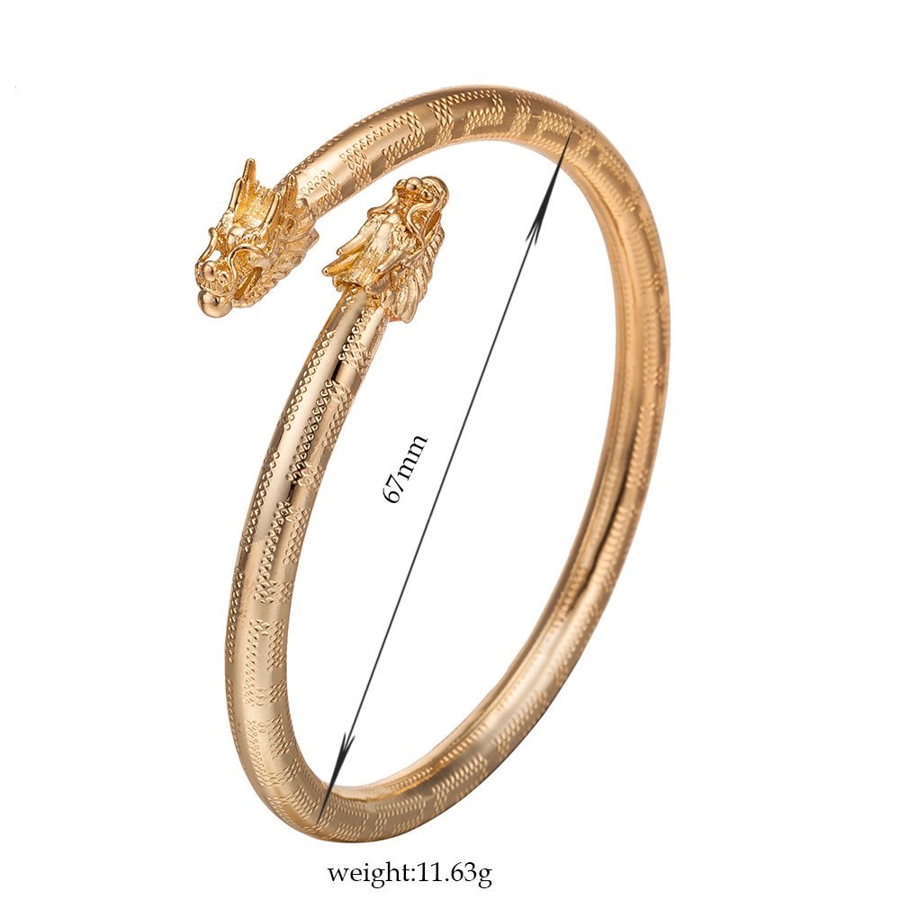 Elegancka 18K Urocza Złota Pozłacana Smok Cyrkon Bransoletka Damska Biżuteria Ślubna Prezent