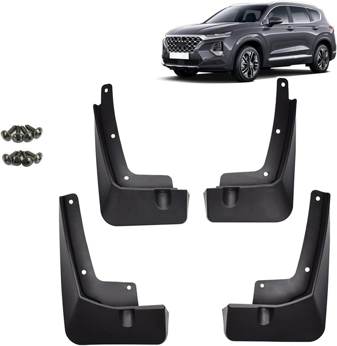 WeiYH No Drill Mud Flaps for Car Front Rear Wheel for Santa Fe TM 2019