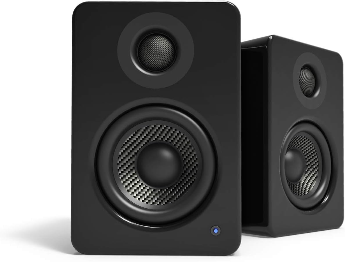 Kanto YU2 Powered Desktop Speakers – 3" Composite Driver 3/4" Silk Dome Tweeter – Gloss Black