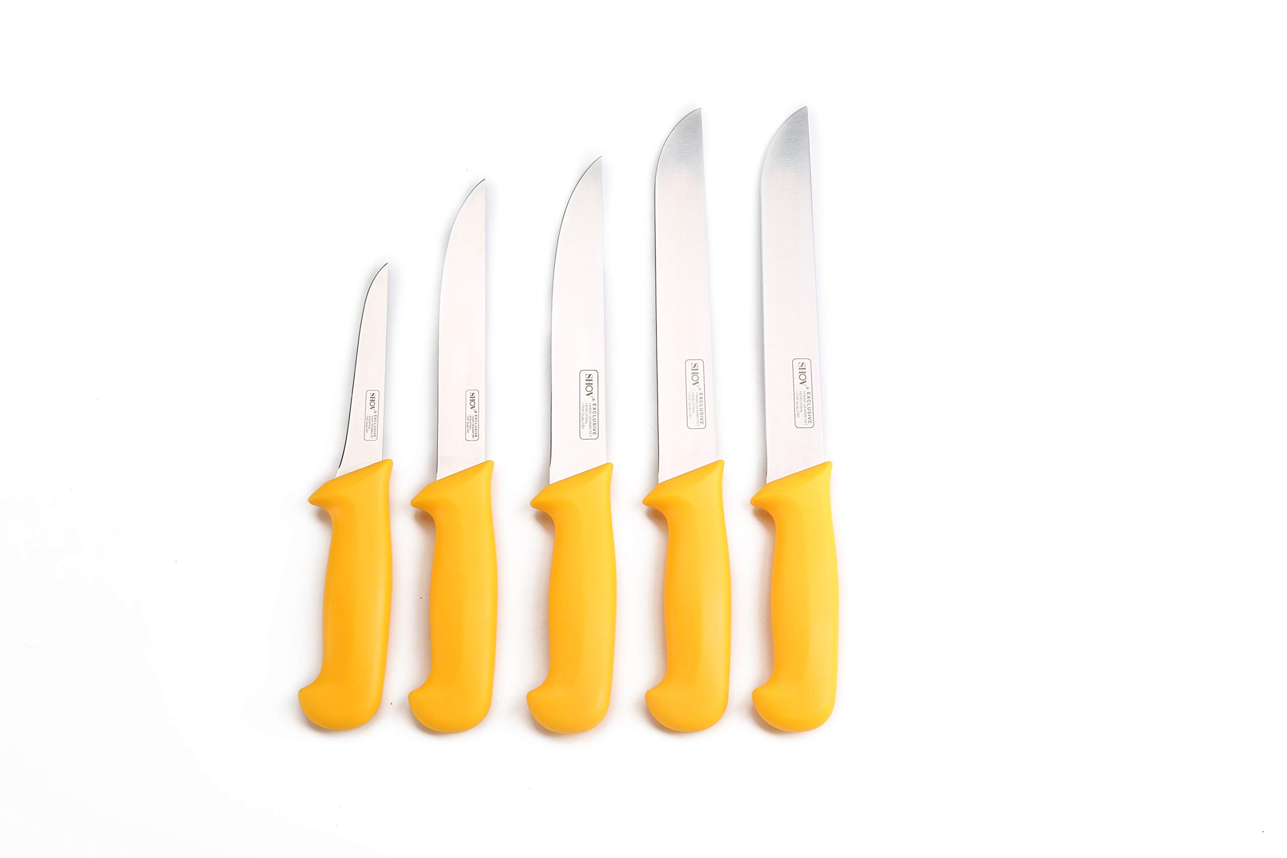 Shov Coltello da macellaio, coltello da cucina, coltello da macellaio, 5 pezzi, in acciaio inox, qualità professionale