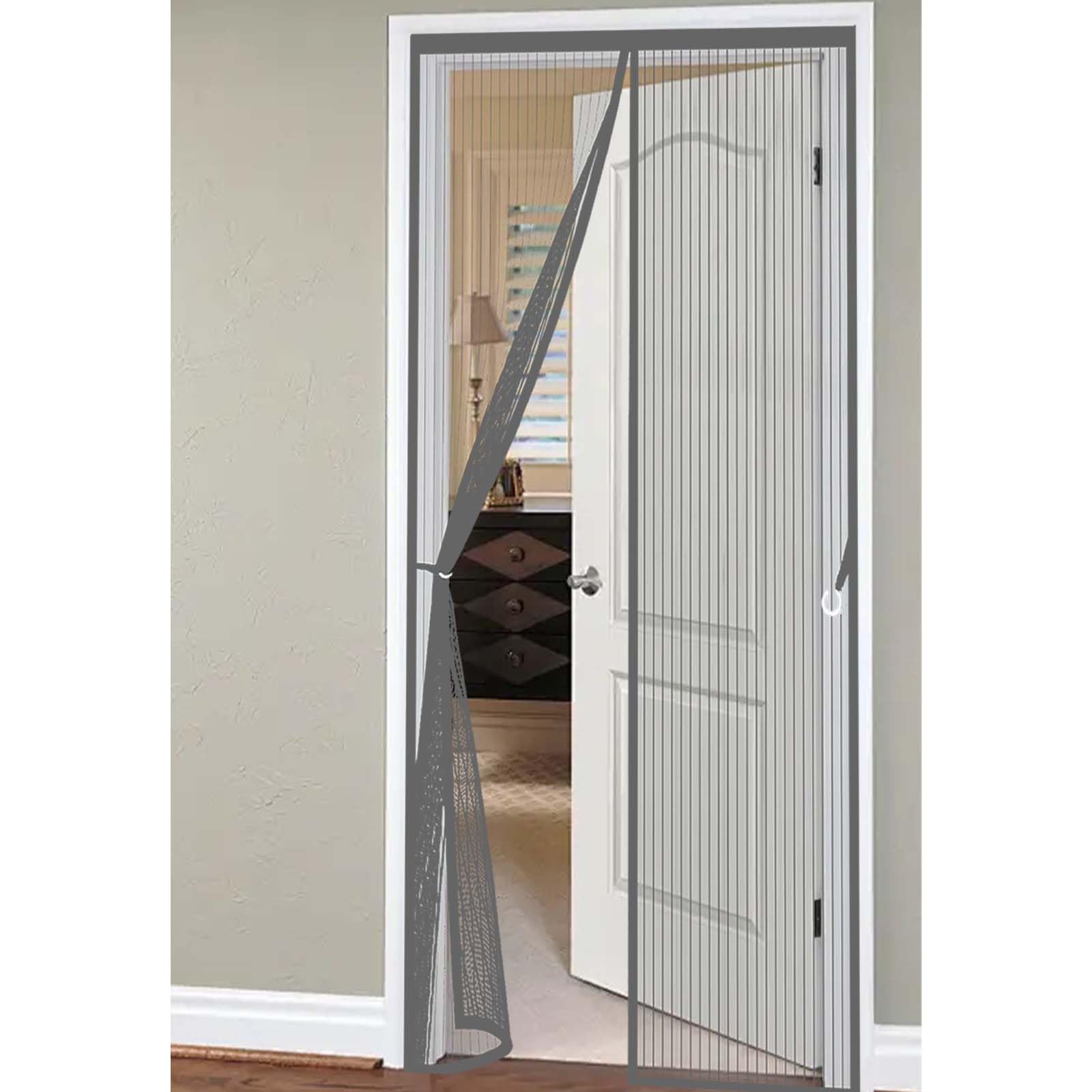 Magnetic Screen Door 139 x 201 cm Durable, Keeps Bugs Out, Kid and Pet Friendly Fly Screen Door Mesh Curtain Lets Fresh Air in, Hundreds of Sizes, Grey