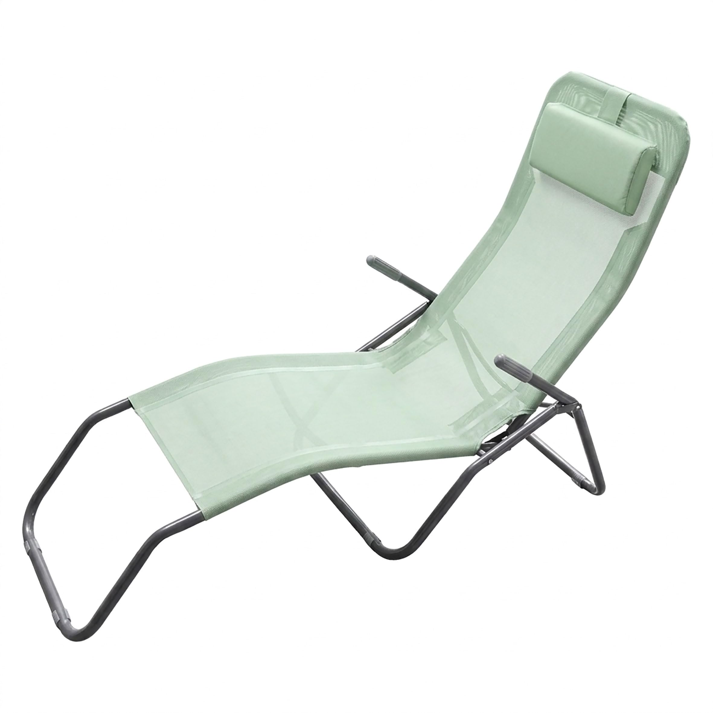 Spetebo Gesundheitsliege mit Kopfkissen 190 x 98 cm - grün - Gartenliege zusammenklappbar - Pool Bäder Spa Garten Balkon Sonnen Liege