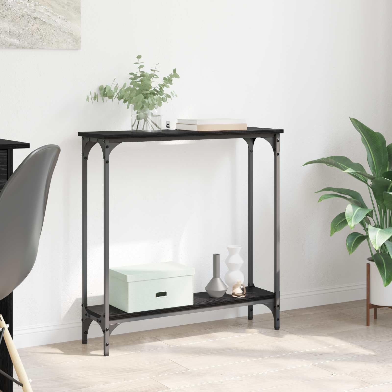 Mesa consola estrecha para solucionar la falta de espacio en pasillos y recibidores