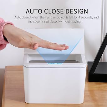 Automatic Touchless Garbage Bin, Smart Trash Can with Lid, for Kitchen Bathroom Bedroom Dorm Office Home RV Indoor(6L)