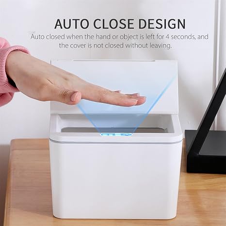 Automatic Touchless Garbage Bin, Smart Trash Can with Lid, for Kitchen Bathroom Bedroom Dorm Office Home RV Indoor(6L)