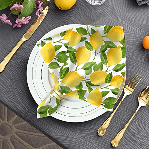 Cloth Napkins 6Pcs Watercolor Big Lemon With Leaves Pattern Dinner Table Napkins,Reusable I Washable I Wrinkle Free I Comfortableipolyester Napkins For Home Holiday Party Wedding Decoration 2020 Inch #TOP3