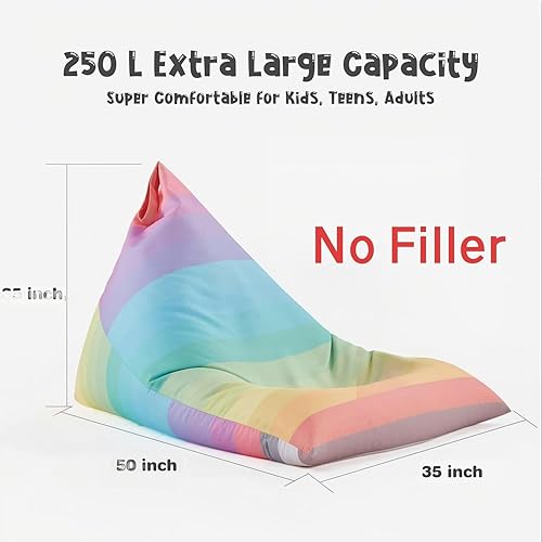 Miniatura 3 de Nobildonna Funda para puf de almacenamiento de animales de peluche para niños y adolescentes (sin relleno) 250 L, lavable, funda grande para puf