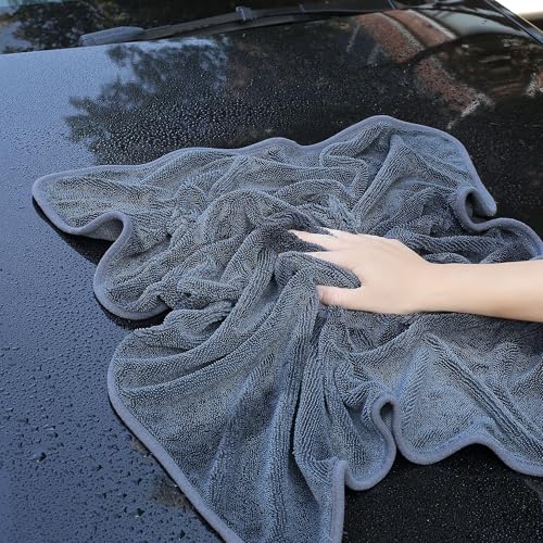 Image of JOYMOOP Microfiber Towels for Cars, 35.4 inch x 23.6 inch Car Drying Towel, Dark Gray Reusable Car Towel, Quick Drying Car Microfiber Cleaning Cloth for RVs, SUVs, Trucks