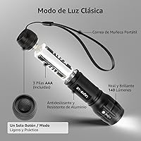 Vista 4 de Lighting EVER Linternas LED de alto lúmenes, linterna pequeña, impermeable, luz de flash de enfoque ajustable para exteriores, emergencia, camping